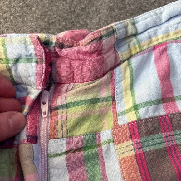 Brooks Brothers 346 Madras Patchwork Lightweight Shorts Women 12 Plaid Preppy - Picture 3 of 12